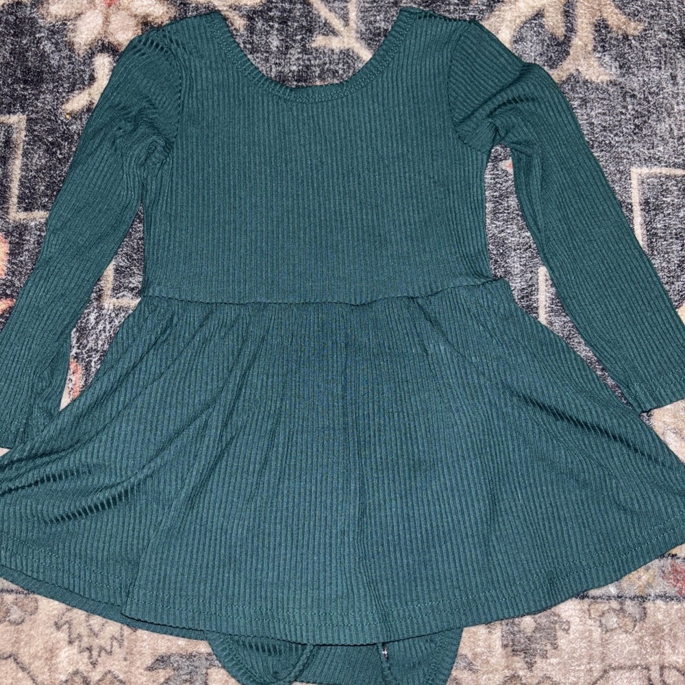 Little Sleepies Green Play ribbed Dress 12-18 Bamboo